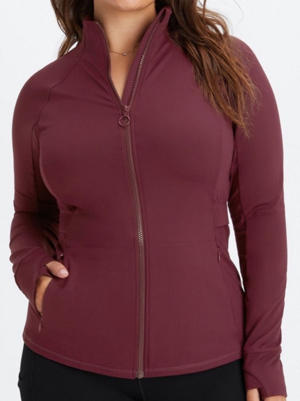 Fabletics trinity performance Women Burgundy Jacket Merlot purple workout Large
